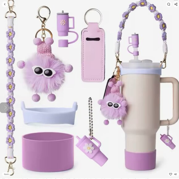 Purple Ultimate 7-Piece Accessory Set for Stanley Cup Tumblers: Fits 40oz & 30oz - Picture 3 of 3